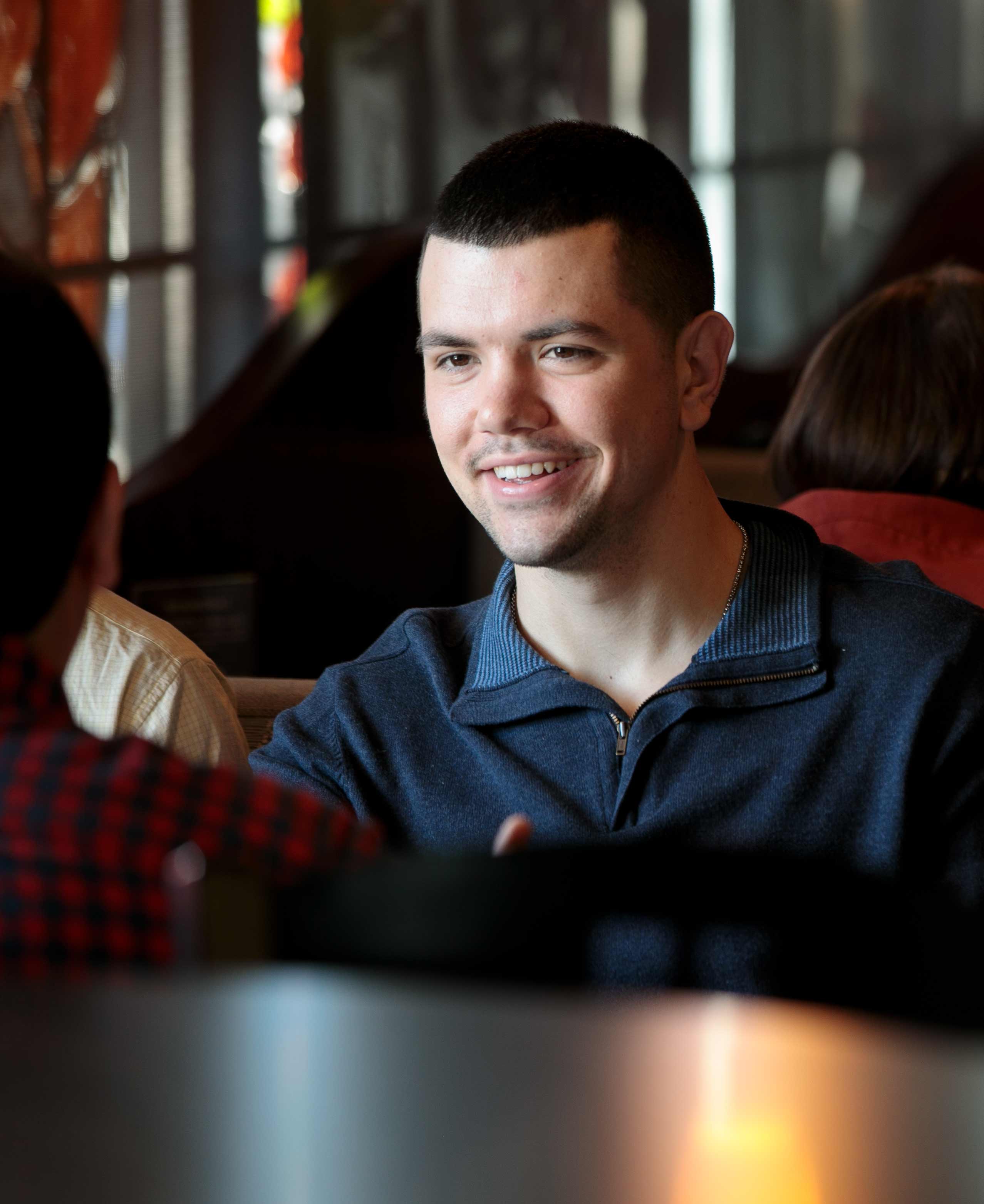 First-year Ohio Northern University College of Law student Matt Sharp studies at Cosi at Northern.