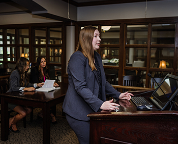 Photo of ONU Law student in moot Court