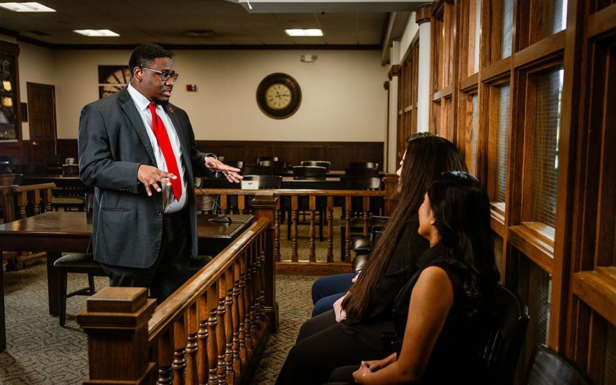 ONU law student presenting in mock court