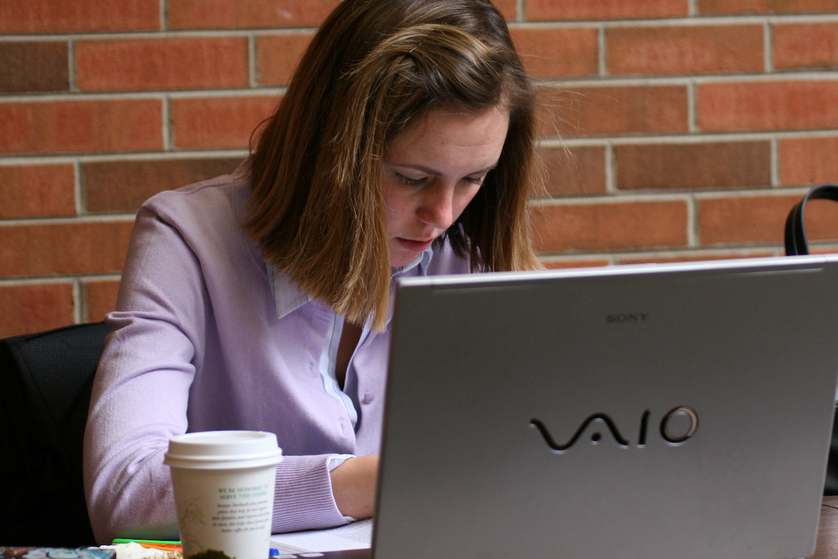 student working on financial aid